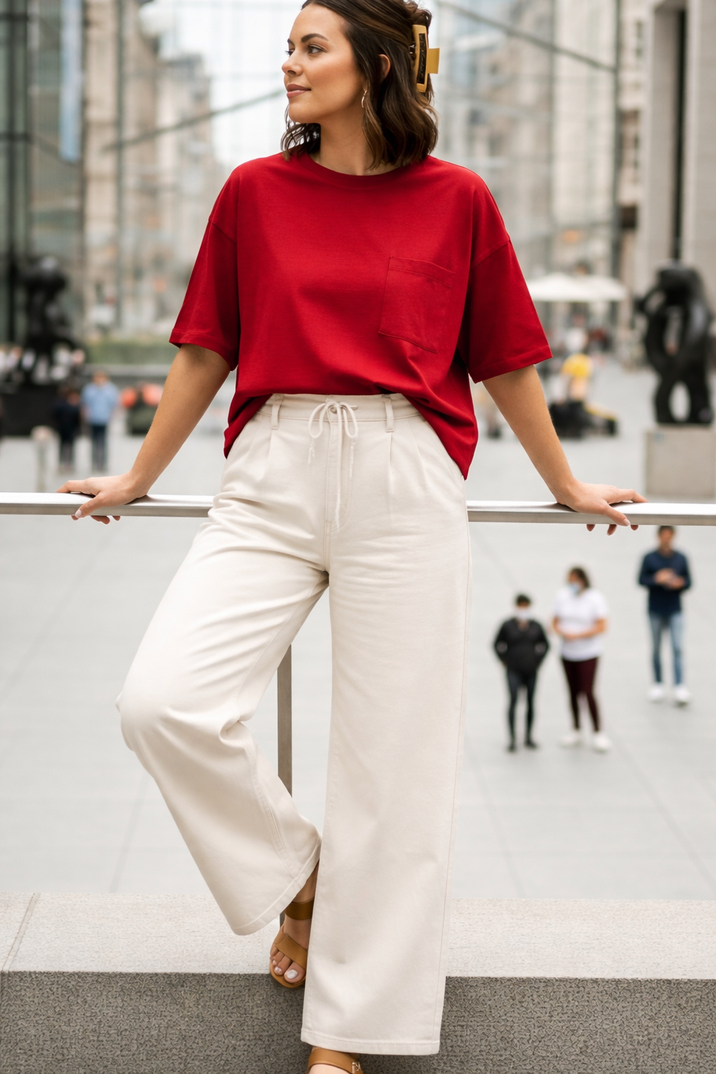 Premium White Linen Wide-Leg Pants for Women