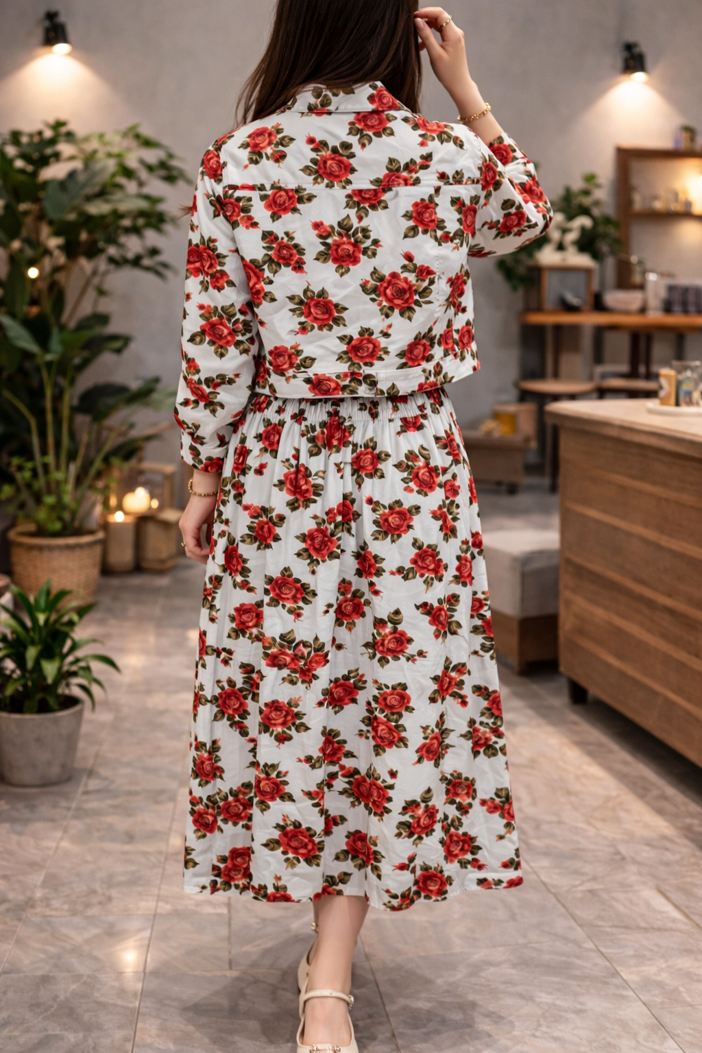 Vintage Floral Crop Jacket & Maxi Skirt Set | Boutique Fashion