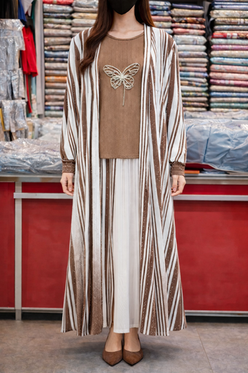 Elegant Striped Butterfly Motif Set | Luxury Boutique Collection