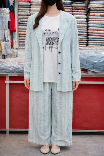 Sky Blue 'Happiness' Edition Co-ord Set | Premium Textured Boutique Suite