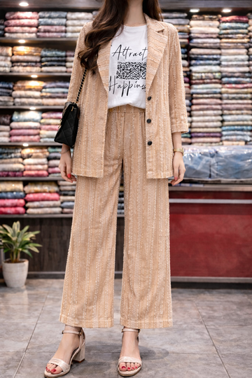 Elegant Beige Textured Power Suit | 3-Piece Women’s Boutique Collection