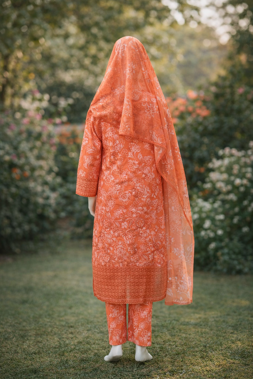 Peach Bloom Embroidered Lawn Suit