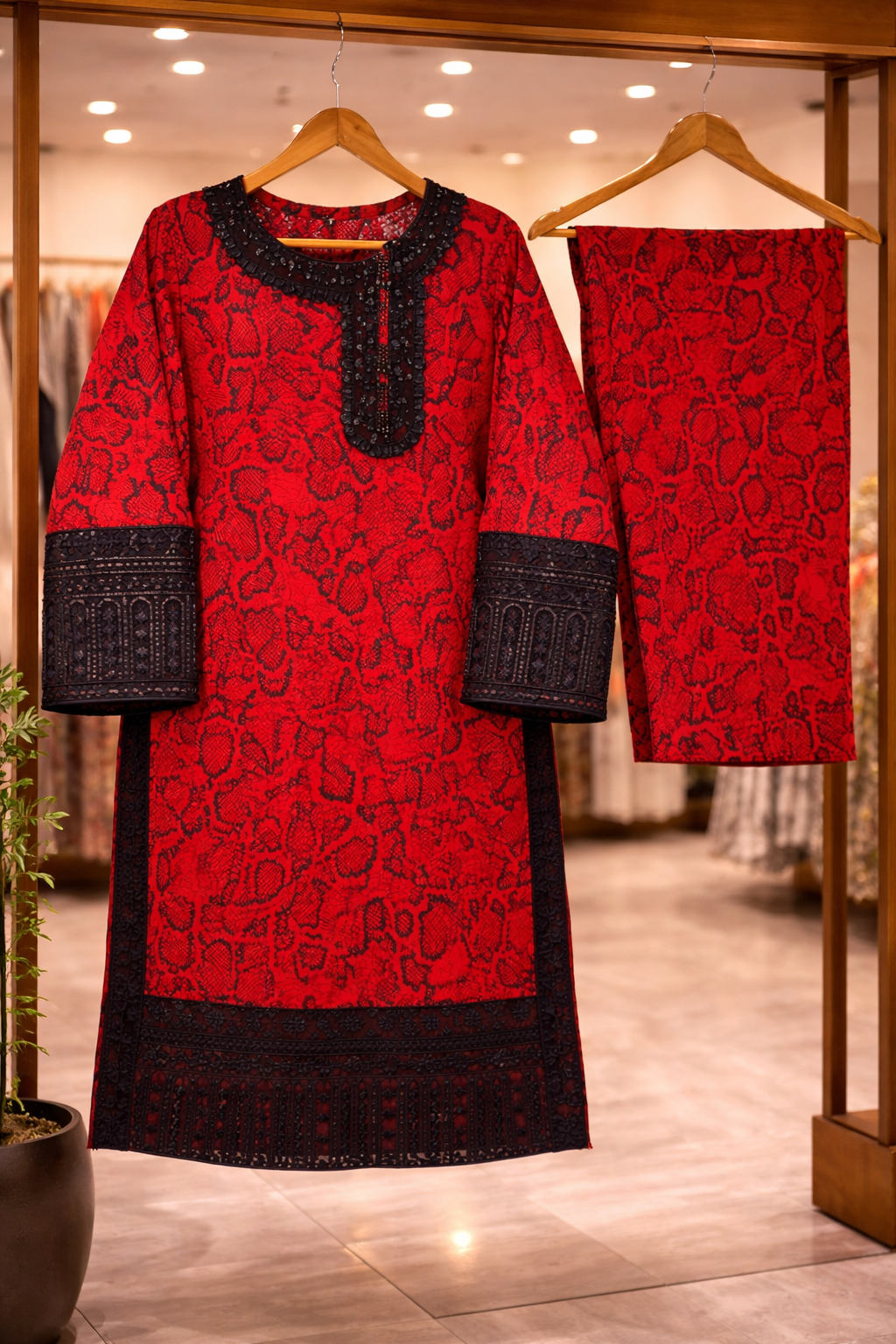 Ruby Serpent Embroidered Lawn Suit