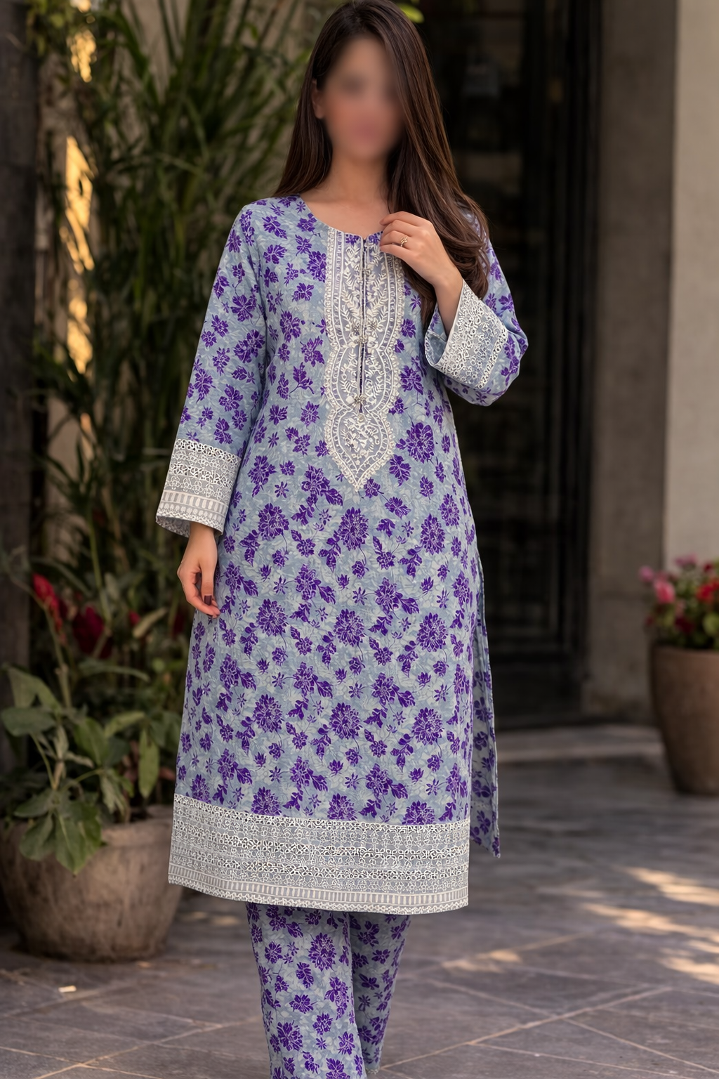 Royal Lavender Floral Suit