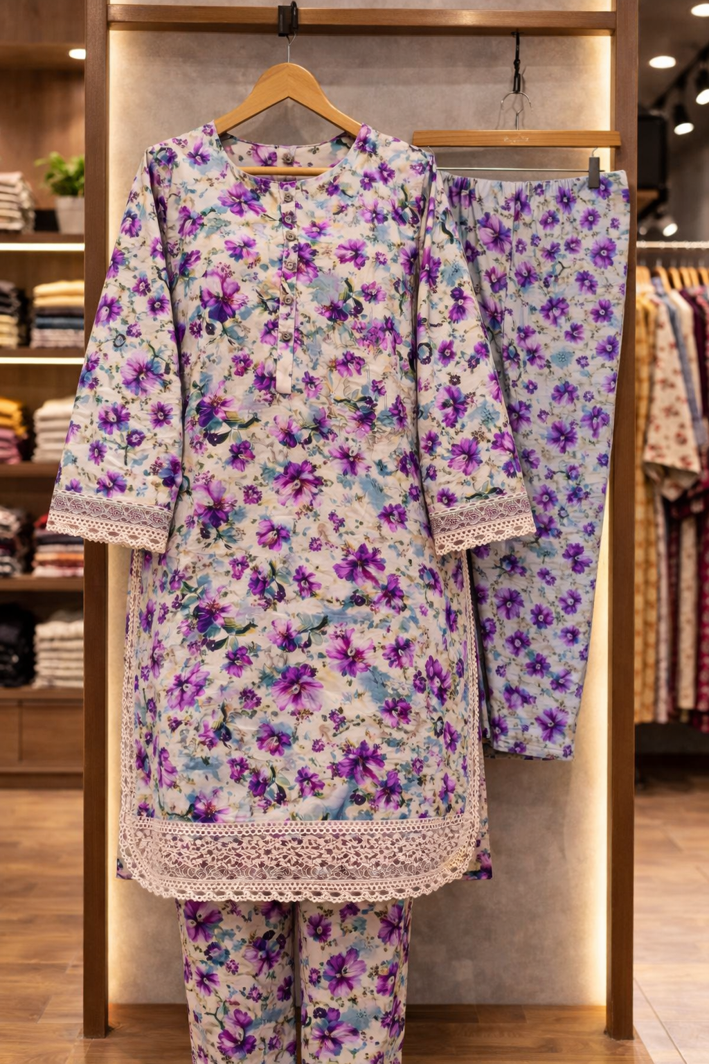 Royal Blossom Floral Lawn Suit