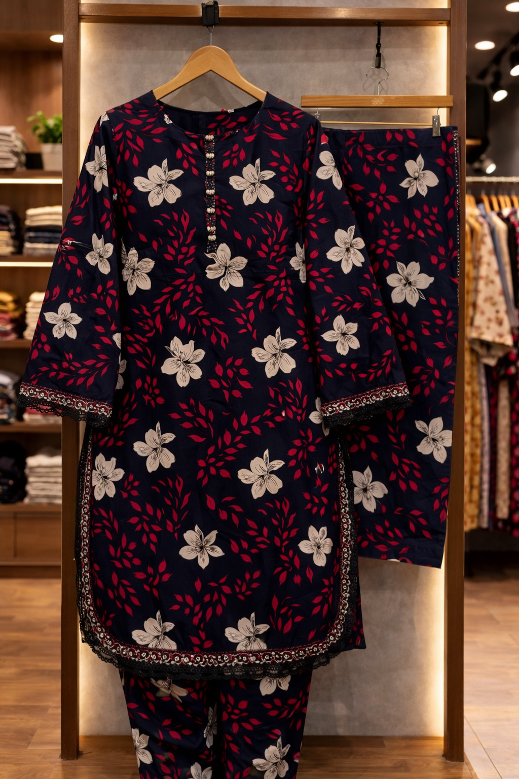 Midnight Bloom Printed Lawn Suit