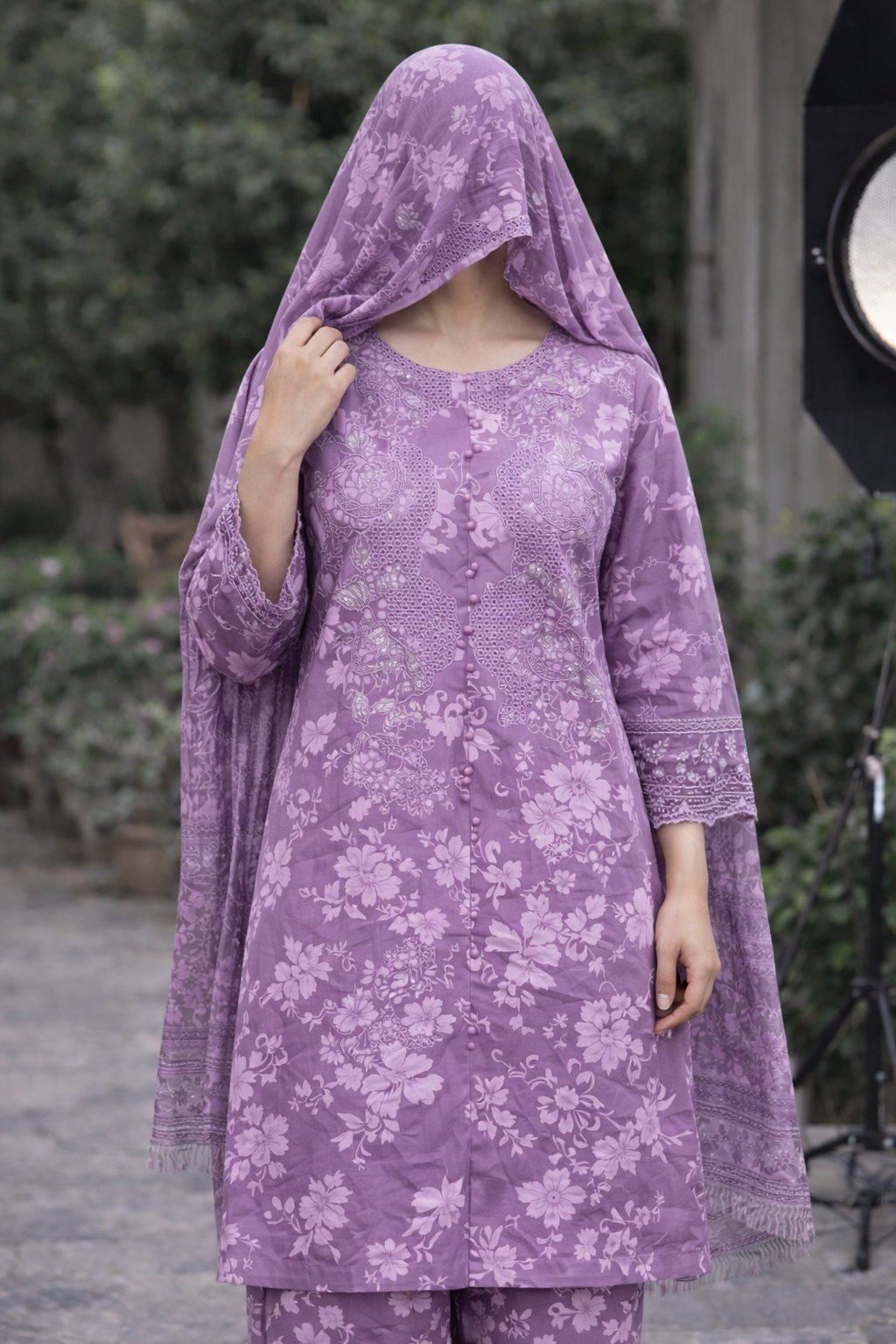 Lavender Bloom Embroidered Lawn Suit