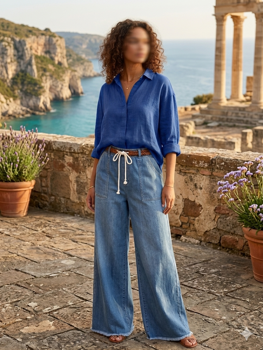 Women's Relaxed Wide-Leg Denim Trousers