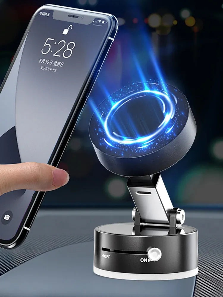 Magnetic Phone Holder with Vacuum Suction – 360° Adjustable Mount for Car & Home