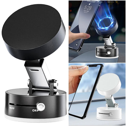 Magnetic Phone Holder with Vacuum Suction – 360° Adjustable Mount for Car & Home