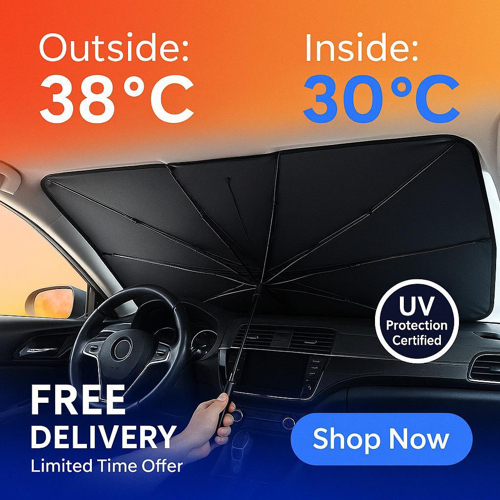 Portable Car Sunshade Umbrella – Easy to Use Windshield Protector