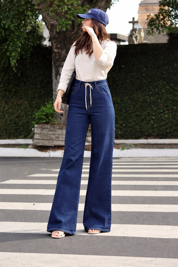 Women's Dark Wash Wide-Leg Denim